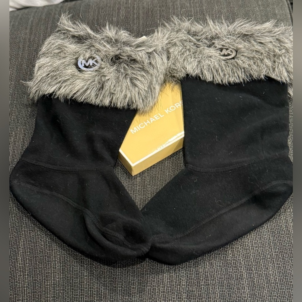 Michael Kors Black and Gray Faux Fur Boot Cuffs